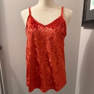 Crushed velvet/velour orange sleeveless cami, size medium